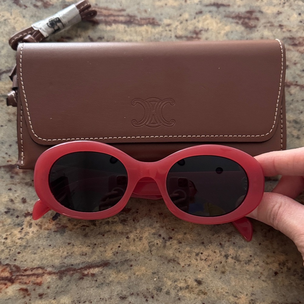 Celine Pink Triomphe Oval Sunglasses, 52mm 🕶️